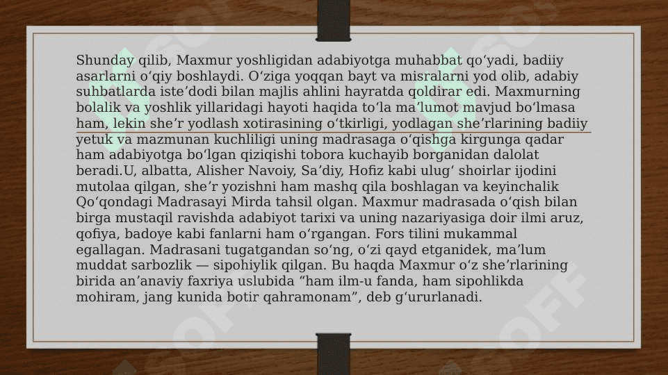 Maxmur sheriy asarlari matni ustida ishlash 3
