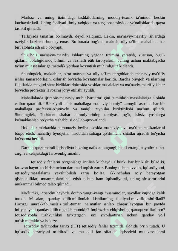 IQTISODIYOT FANINING JAMIYAT TARAQQIYOTIDAGI O’RNI 4