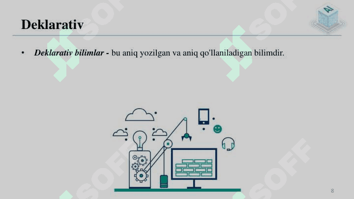 Bilimlar bazasi. Bilimlarni namoyish etish. Bilimlarni ajratib olish usullari. 8