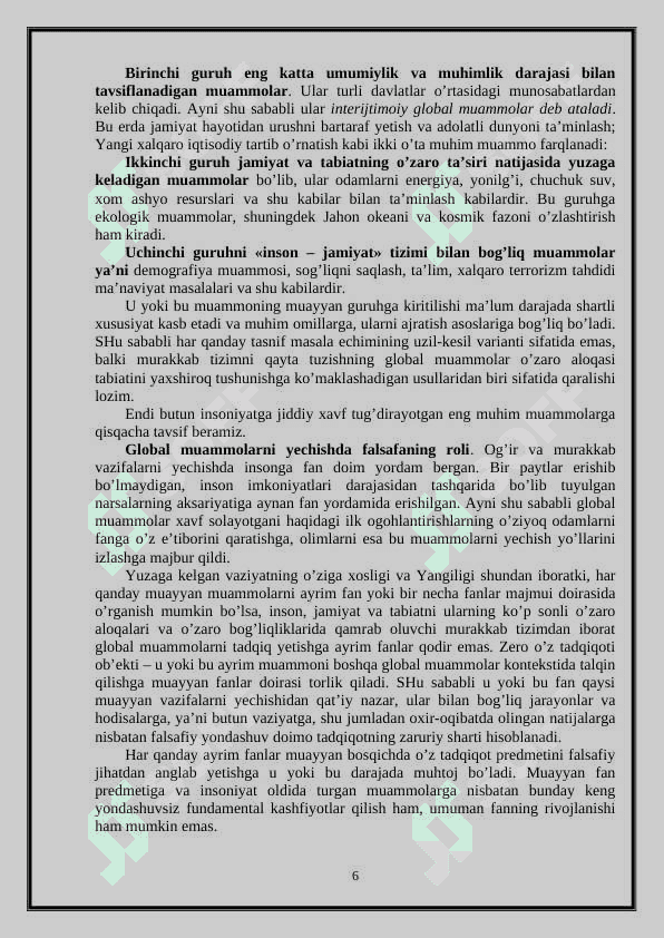 Globallashuv va global muammolarning falsafiy jihatlari 6