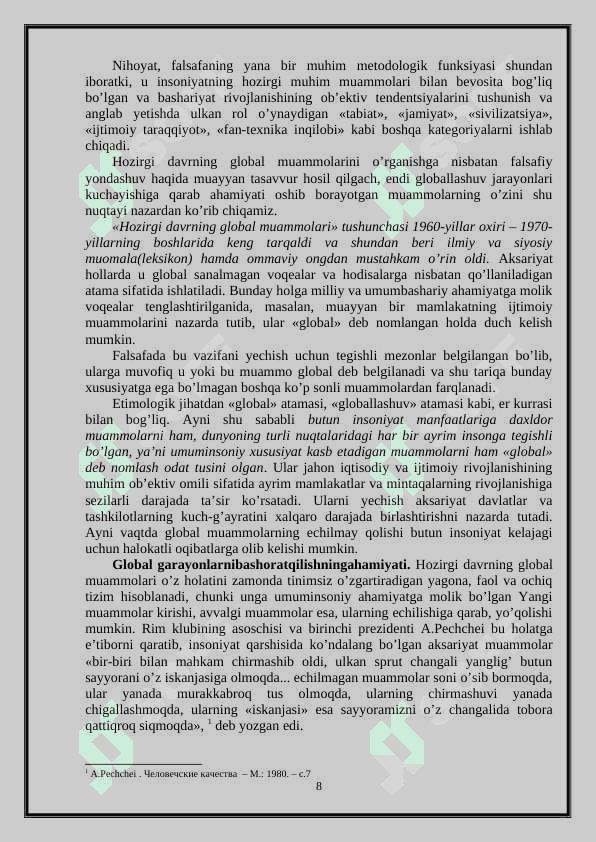 Globallashuv va global muammolarning falsafiy jihatlari 8