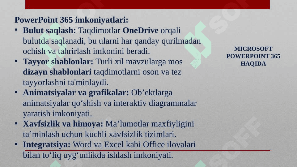 Microsoft Power point 365 shablonlari yordamida taqdimotlar yaratish 4