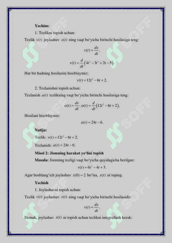 KINEMATIKA VA DINAMIKADA DIFFERENSIAL HISOB TATBIQLARI 3