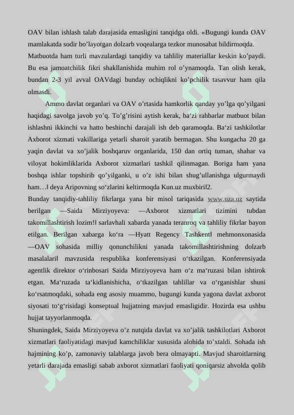 O'zbekiston Respublikasida ommaviy axborot vositalarning faoliyati 4