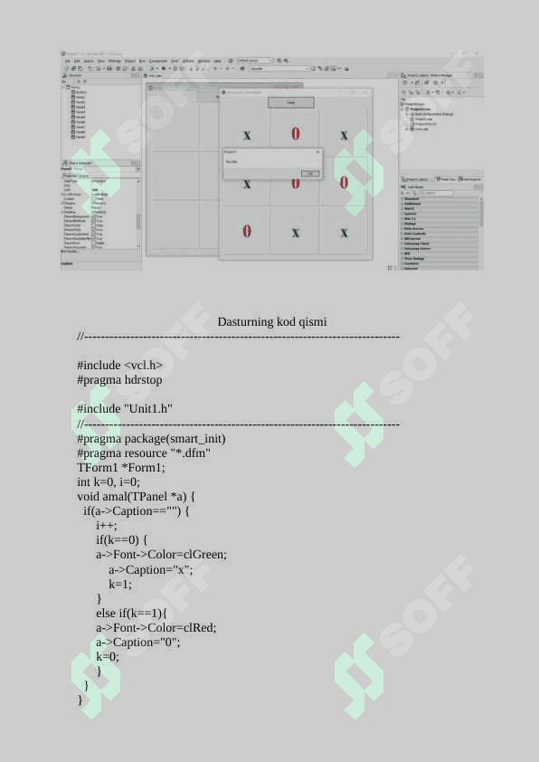 X 0 o'yini C++ tilida Xe3 dasturida dedline 2