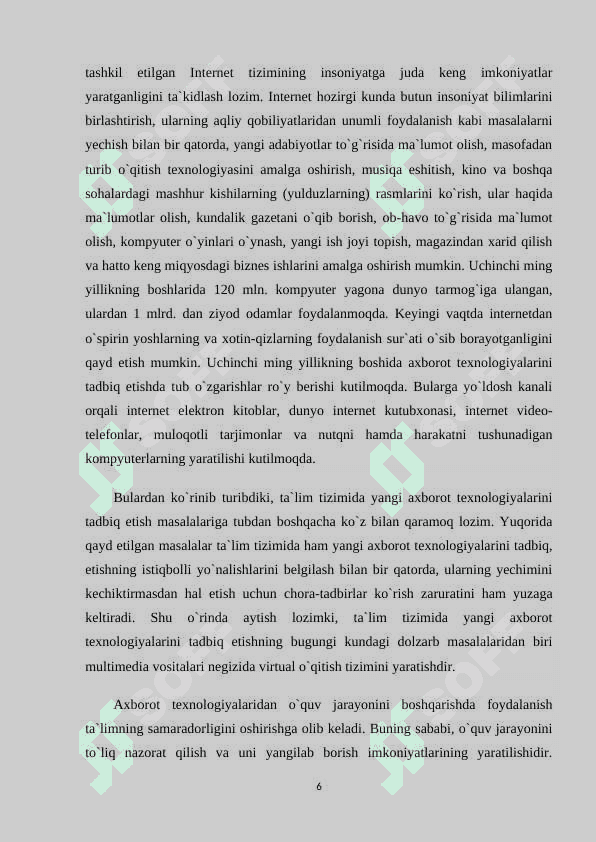 SAVOD O’RGATISH DARSLARIDA AHBOROT TEXNALOGIYALARIDAN FOYDALANISH 6
