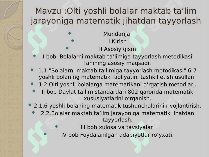Olti yoshli bolalar maktab taʼlim jarayoniga matematik jihatdan tayyorlash 2