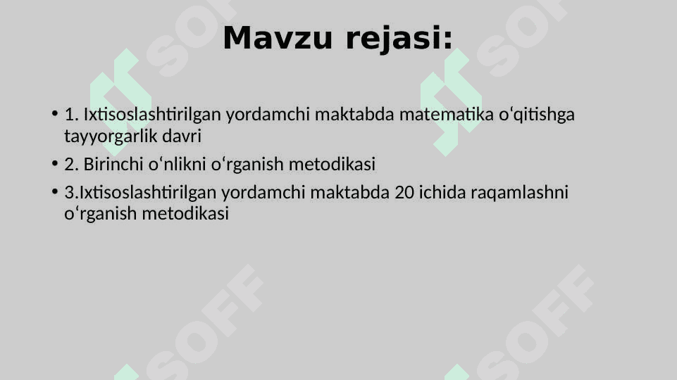 Matematika o`qitish maxsus metodikasi fanining xususiy masalalari 2