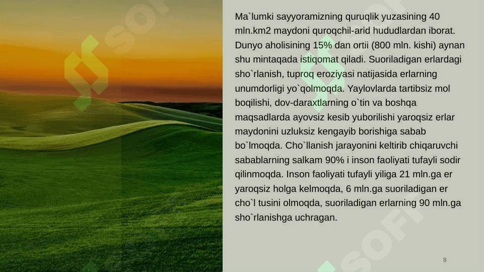 Global mintaqaviy va mahaliy  miqyosidagi ekologik muomalar 8
