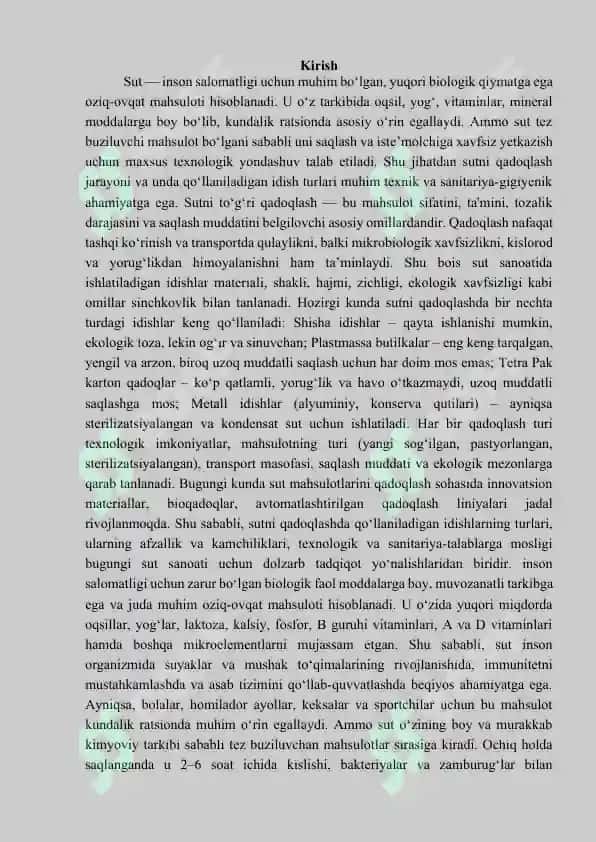 Sut va sut mahsulotlari uchun iste’mol idishlari va qadoq turlari 2