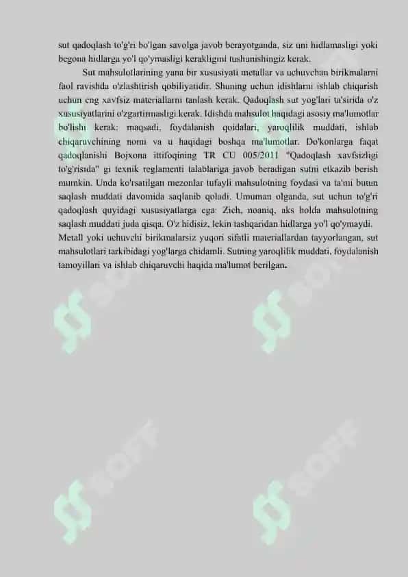 Sut va sut mahsulotlari uchun iste’mol idishlari va qadoq turlari 6