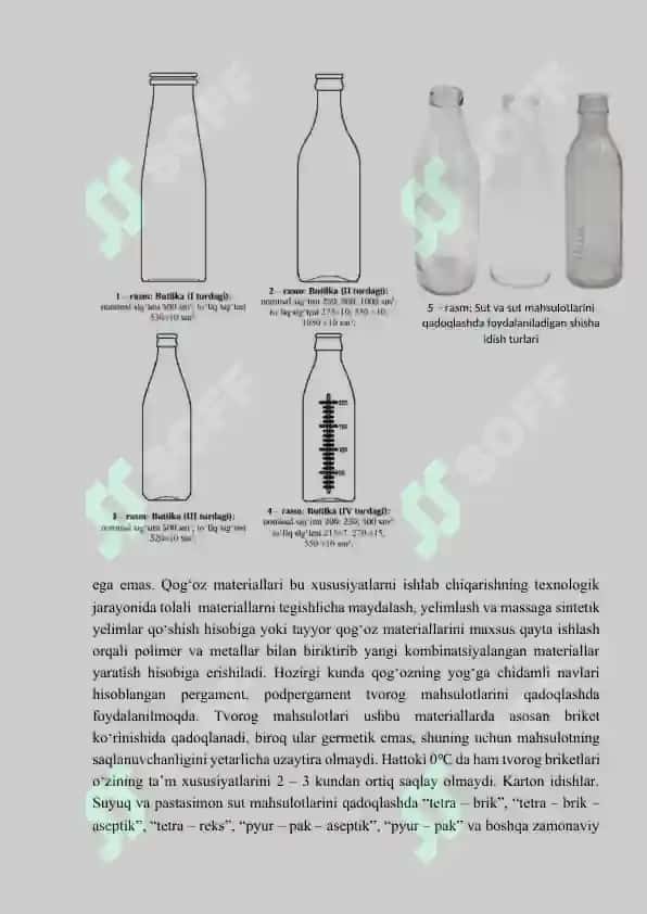 Sut va sut mahsulotlari uchun iste’mol idishlari va qadoq turlari 8