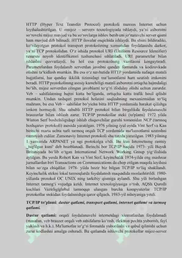 TCP/IP protokollar steki 5