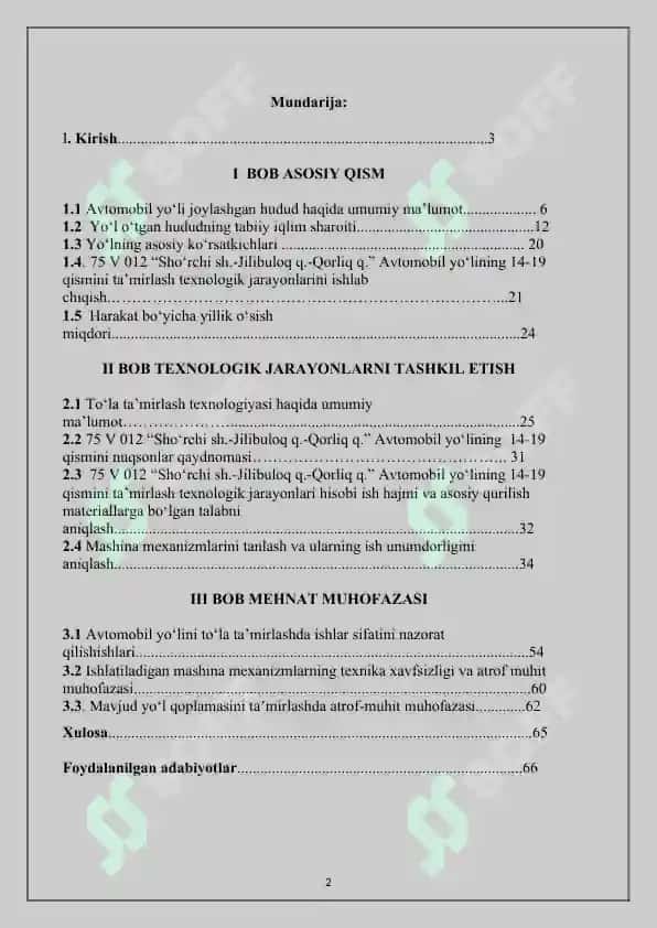 Surxandaryo viloyatidagi -  75 V 012 Sho‘rchi shahar-Jilibuloq qishlog’i-Qorliq qlshlog’i Avtomobil yo‘lining 14-19 qismini ta’mirlash texnologik jarayonlarini ishlab chiqish 2