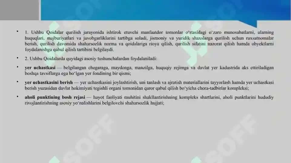 Shaharsozlik meyor qoidalari 3