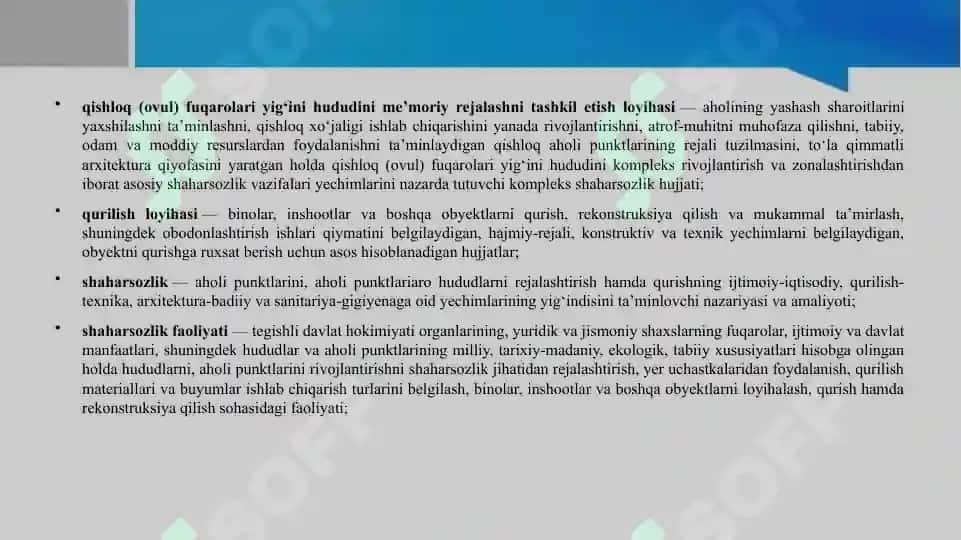 Shaharsozlik meyor qoidalari 4