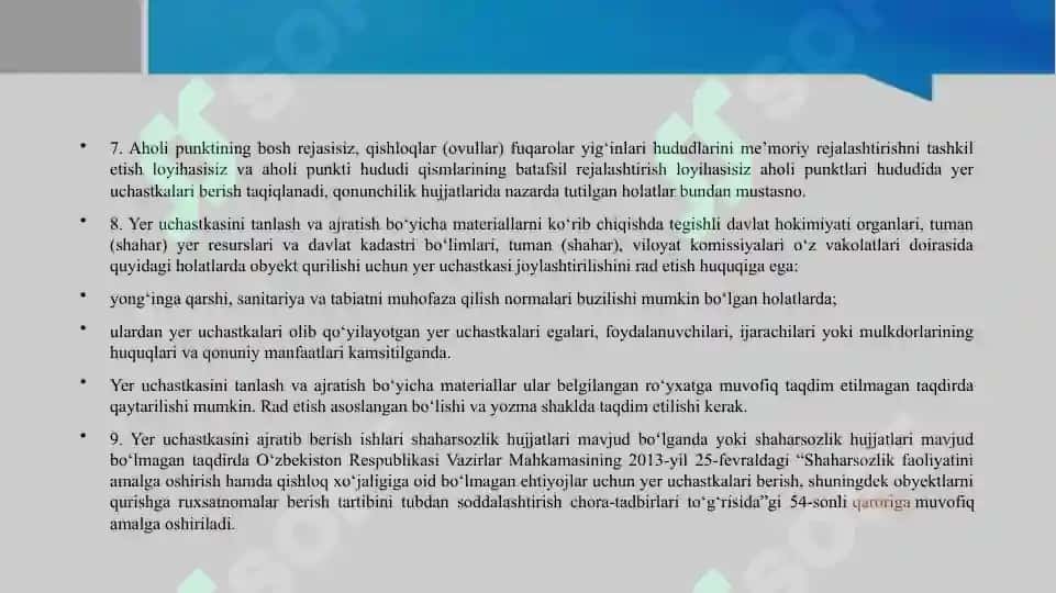 Shaharsozlik meyor qoidalari 6