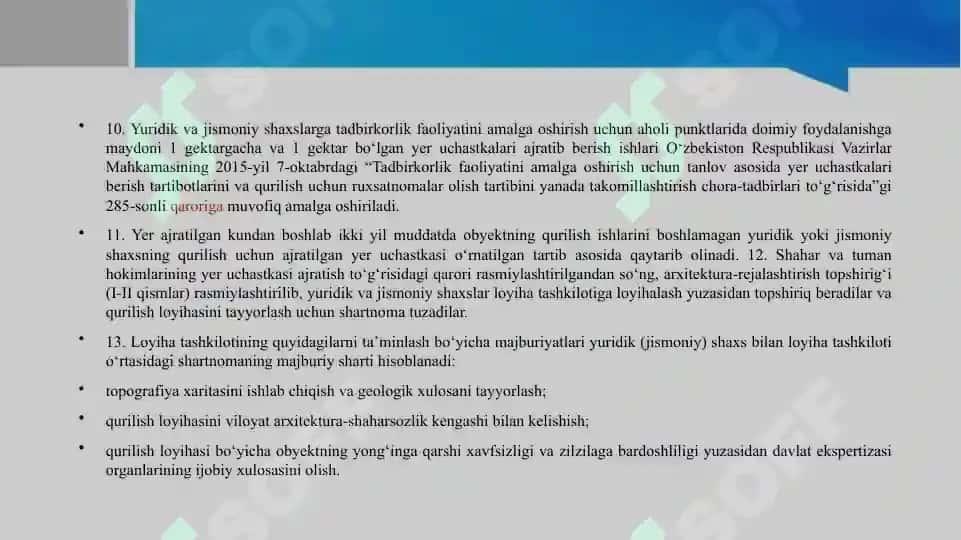 Shaharsozlik meyor qoidalari 7