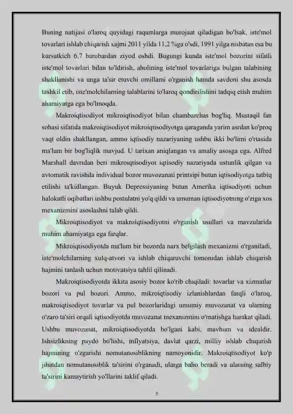 Asosiy makroiqtisodiy ko‘rsatkichlar va ularni tahlil qilish xususiyatlari kurs ishi 5
