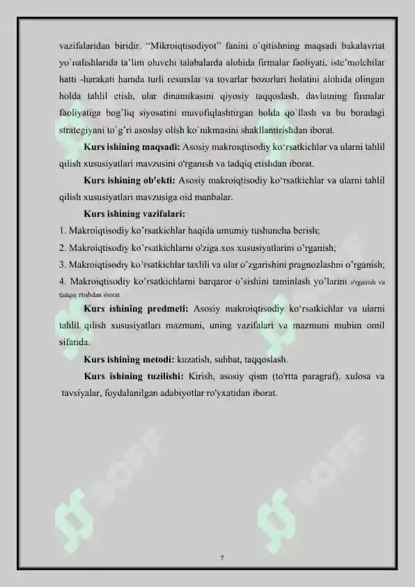 Asosiy makroiqtisodiy ko‘rsatkichlar va ularni tahlil qilish xususiyatlari kurs ishi 7