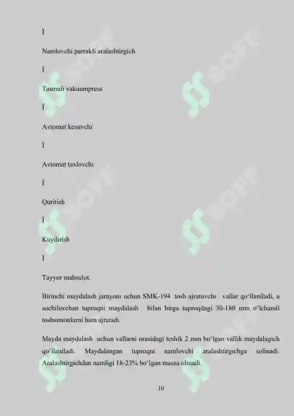 QURILISH G‘ISHTI ISHLAB CHIQARISH TEXNOLOGIYASI VA TUNELLI QURITGICH HISOBI 8