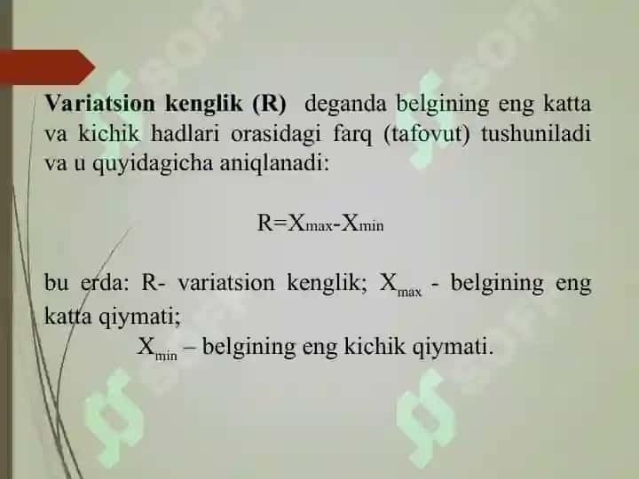 Statistikada variatsiyani baholash usullari va dispersion tahlil asoslari 4