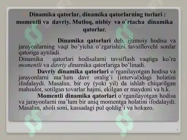 Vaqtli qatorlar 3