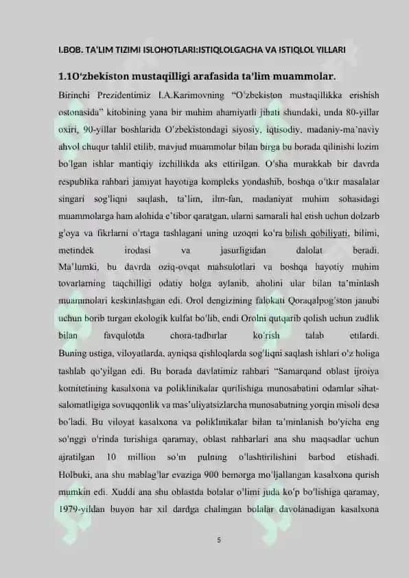 Mustaqillik yillarida ta’lim sohasida amalga oshirilgan islohotlar 5