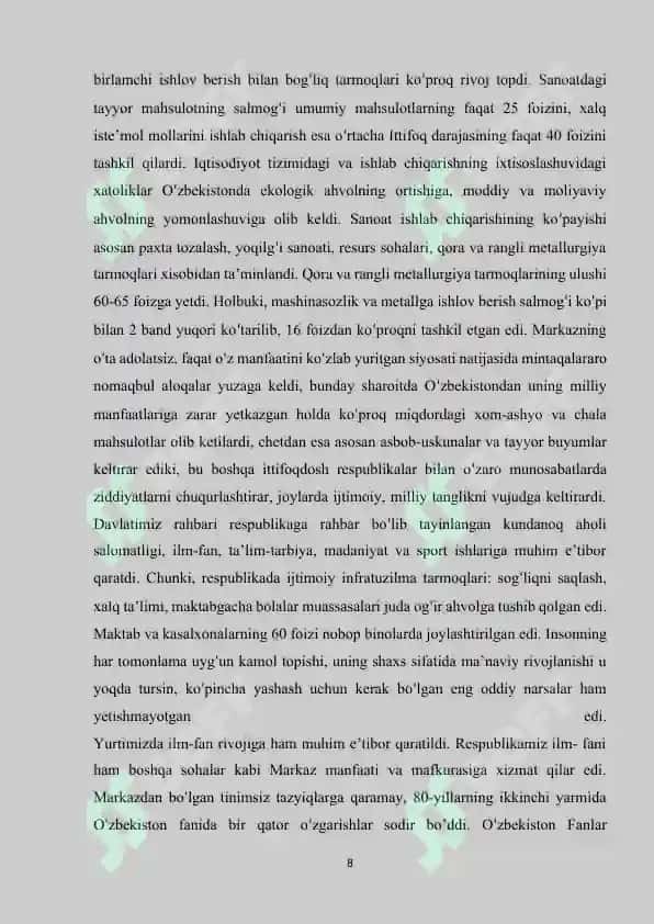 Mustaqillik yillarida ta’lim sohasida amalga oshirilgan islohotlar 8