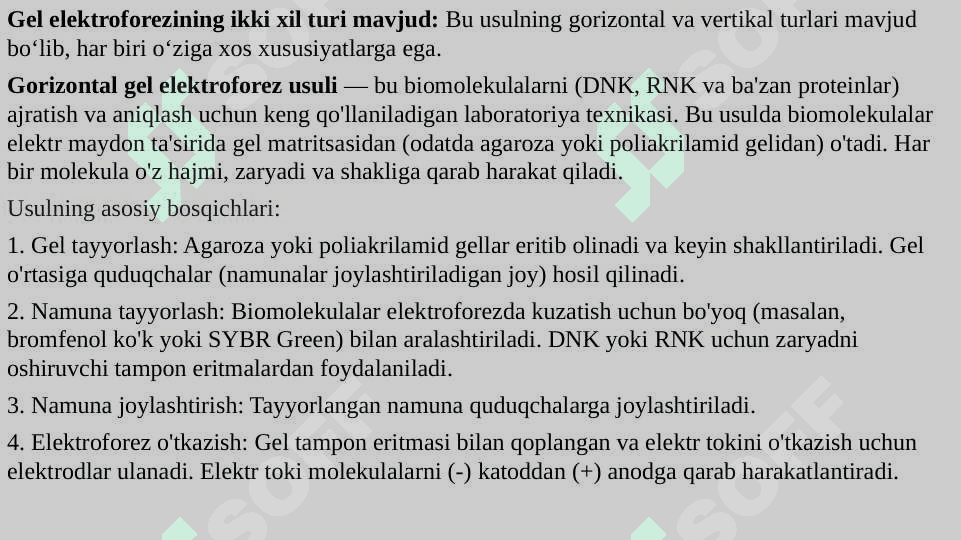 Gel elektroforez usuli 8