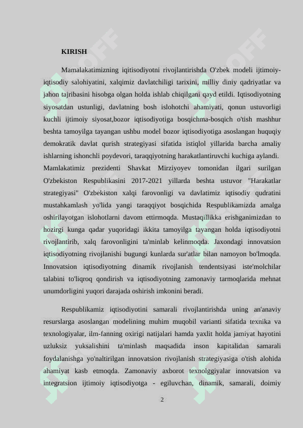 Xalqaro savdoda rivojlanayotgan davlatlarning o’rni 2