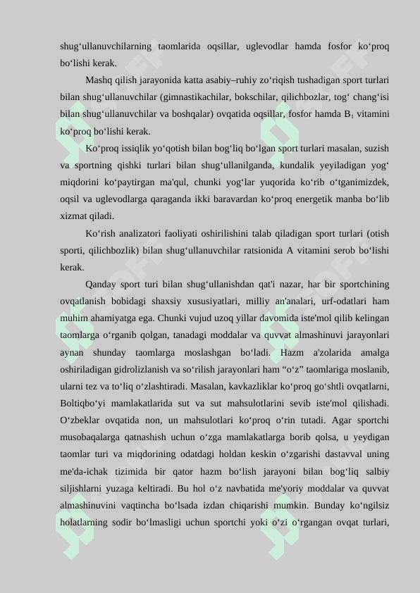 Yosh sportchilarni oziqlantirish xususiyatlari 6