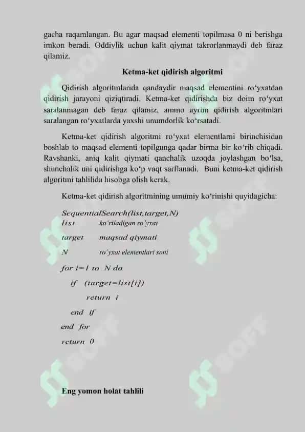 Saralash algoritmlarining samaradorligi va qiyosiy tahlili.Misolda namoyish 3