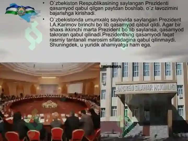 O'ZBEKISTON RESPUBLIKASI PRIZIDENTI HUQUQIY MAQOMI VAZIFALARI VA VAKOLATLARI 7