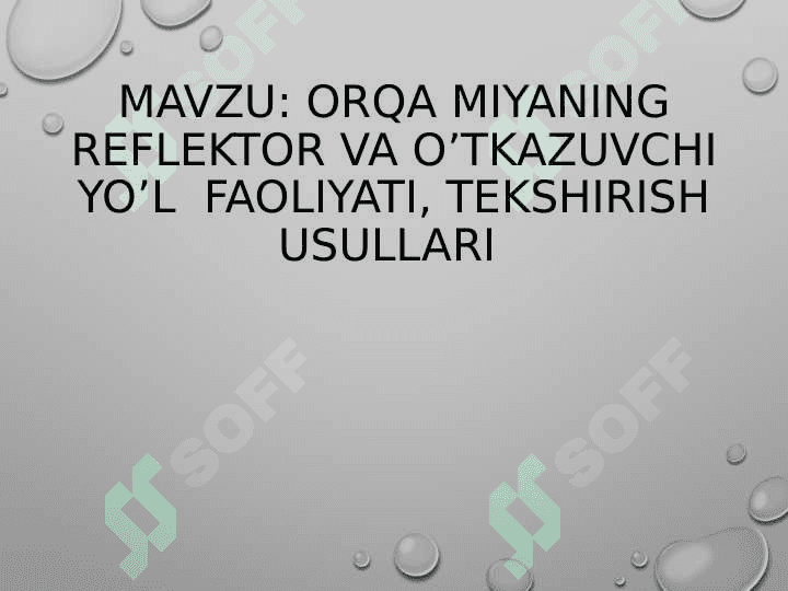 Orqa miyaning reflektor va o`tkazuvchi to`li faoliyati. Tekshirish usullari 2