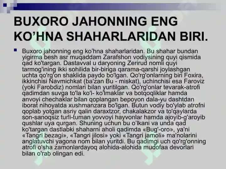 MUSTAQILLIK YILLARIDA SHARQIY BUXORONING O'RGANILISHI 2