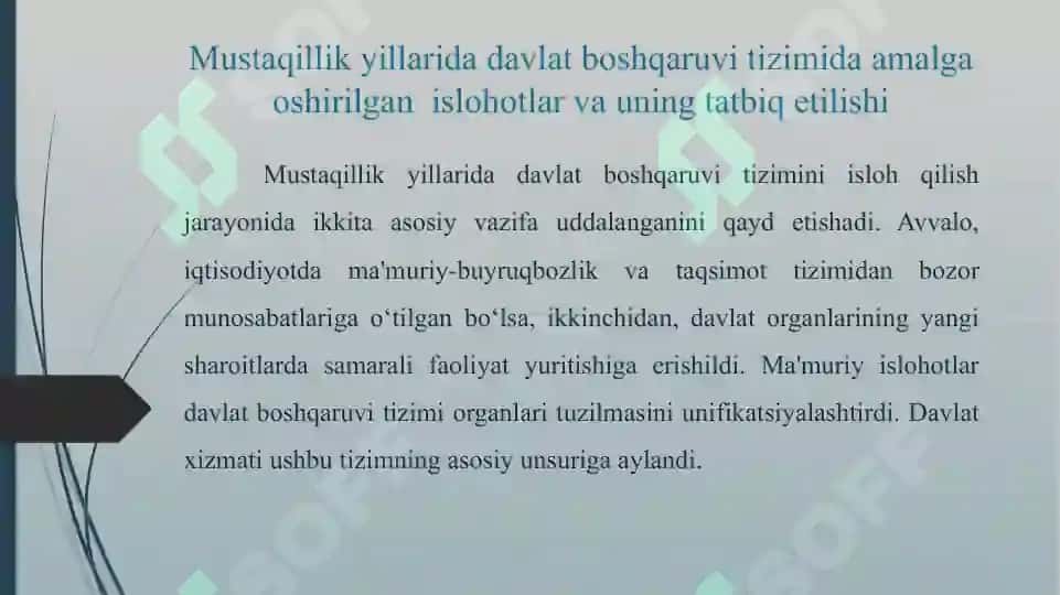 Mustaqillik yillarida davlat boshqaruvi tizimida amalga oshirilgan islohotlar. 2
