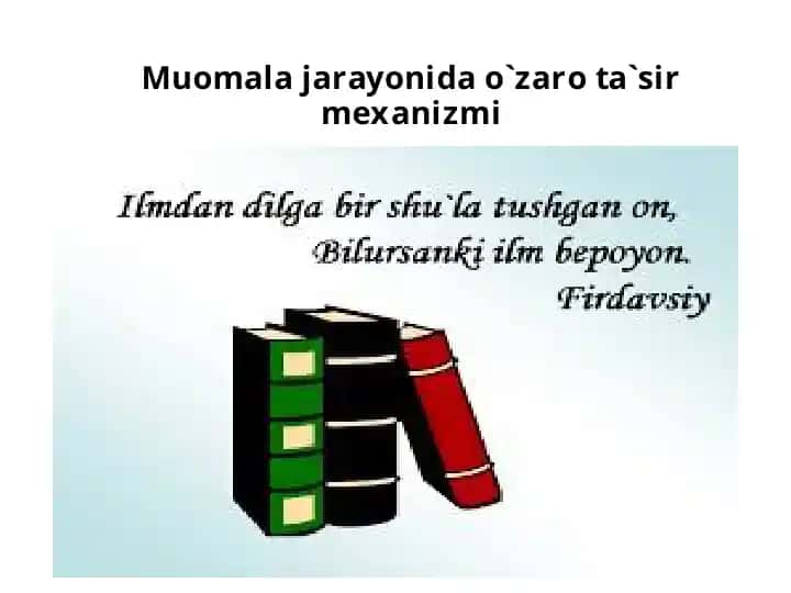 Muomala jarayonida o`zaro ta`sir mexanizmi