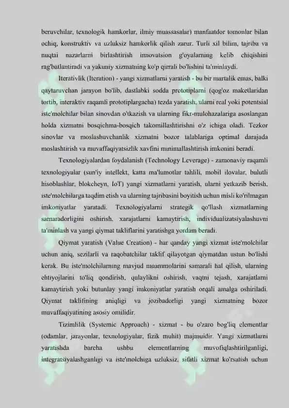 Yangi xizmatlarni yaratish tamoyil va modellari 4