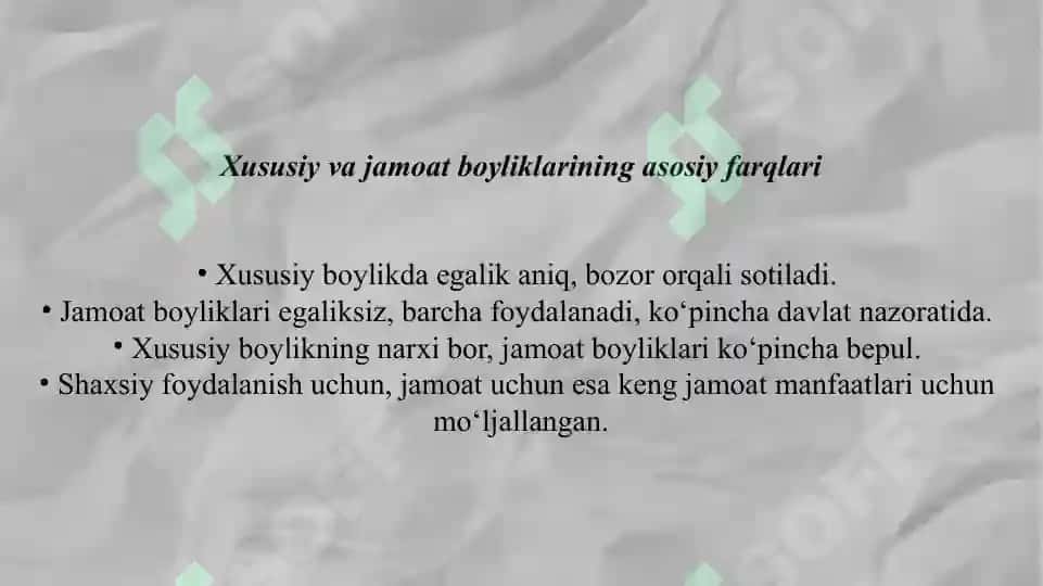 Jamoat va Xususiy Boyliklar 7