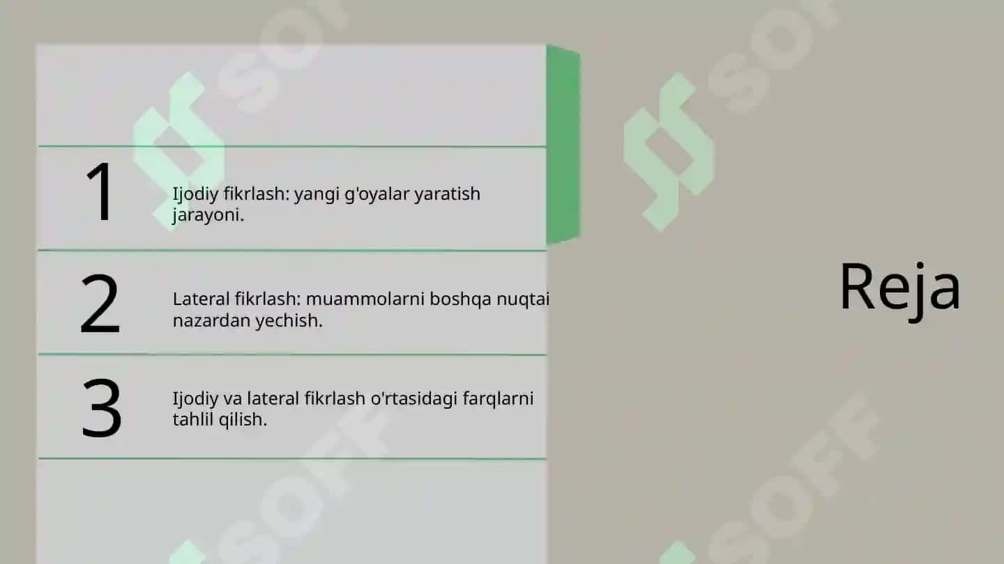 Ijodiy va lateral fikrlashning xususiyatlari 2