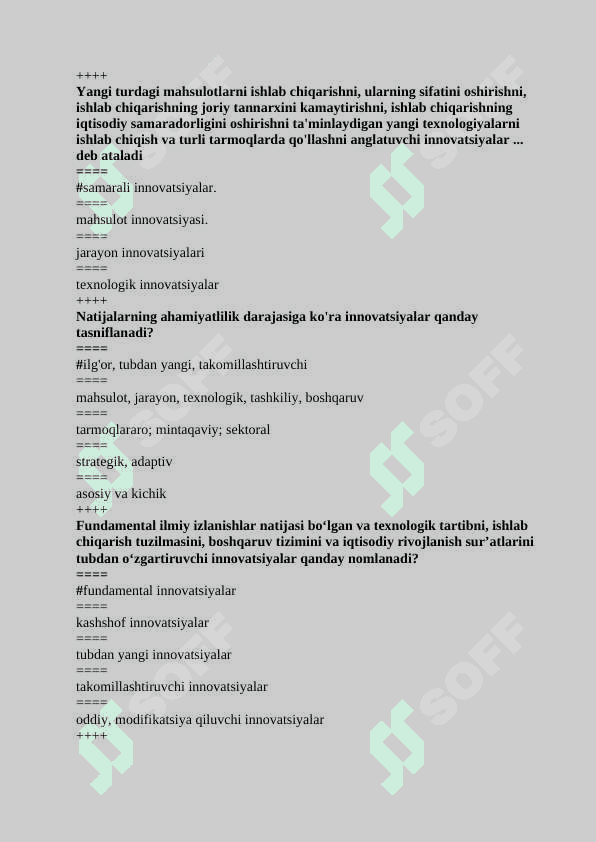 innovatsion iqtisodiyot fanidan test, 200 talik javoblari bilan 3