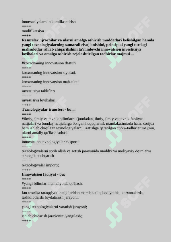 innovatsion iqtisodiyot fanidan test, 200 talik javoblari bilan 5