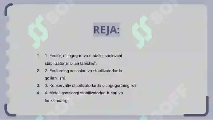 Fosfor oltingugurt  va metall saqlovchi stabilizatorlar 2