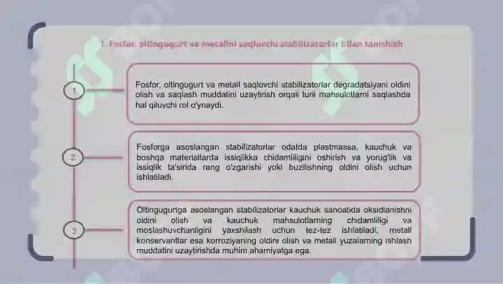 Fosfor oltingugurt  va metall saqlovchi stabilizatorlar 3