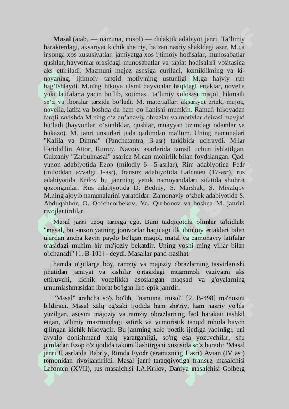 Masal janiriga xos matinlar ustida ishlash metodikasini tatbiq qilingan holda dars ishlanma yaratish 2