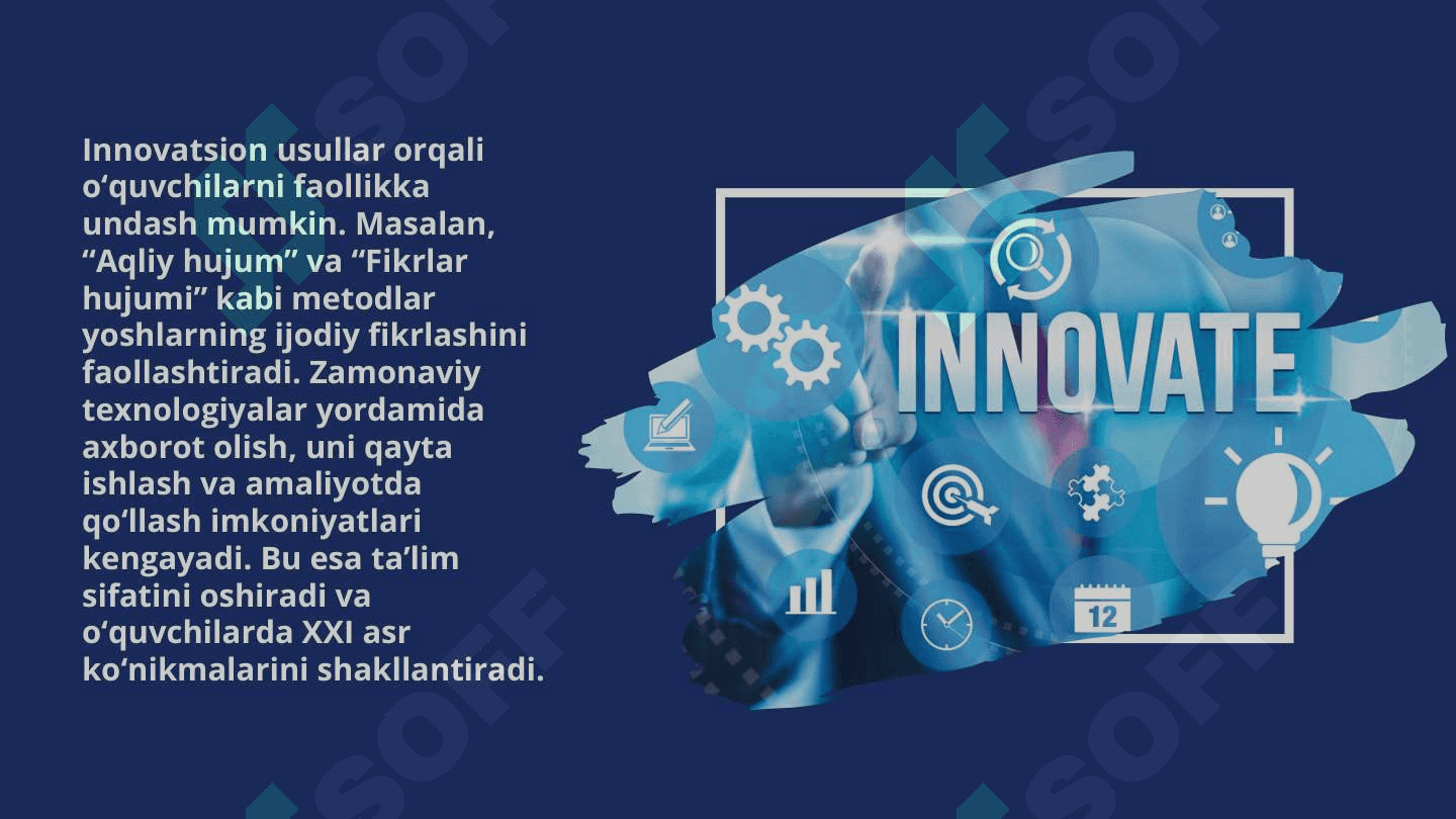 UMUMIY O’RTA TA’LIM MAKTABLARIDA TARBIYA FANINI O’QITISHDA INNOVATSION TEXNALOGIAYALARDAN FOYDALANISH 8