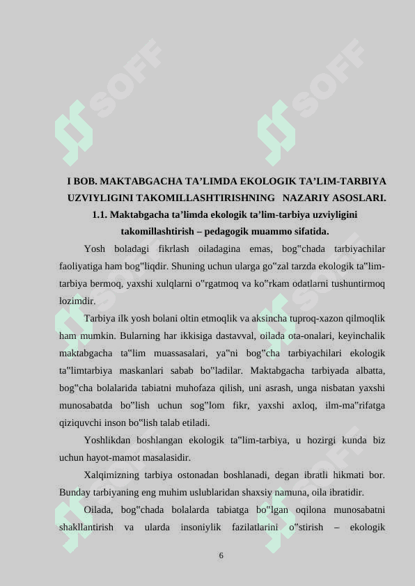 MAKTABGACHA YOSHDAGI BOLALARDA EKOLOGIK TARBIYANI SHAKLLANTIRISHDA XALQ PEDAGOGIKASINING O'RNI 6