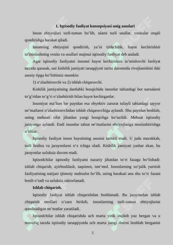IQTISODIY FAOLIYAT VA UNING TURLARI 5