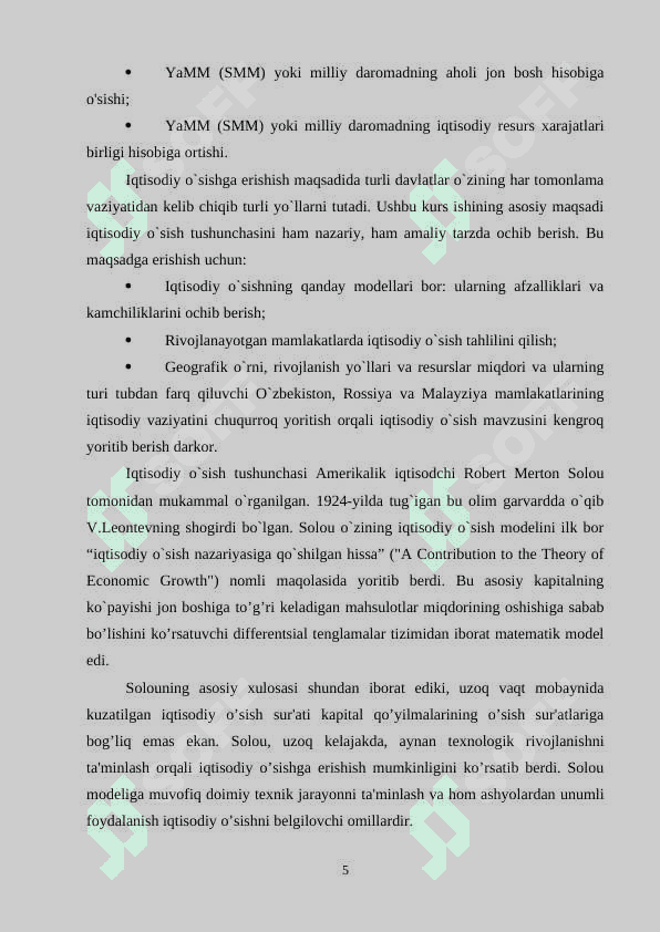 IQTISODIY O’SISH - IJTIMOIY TARAQQIYOT OMILI SIFATIDA. 5